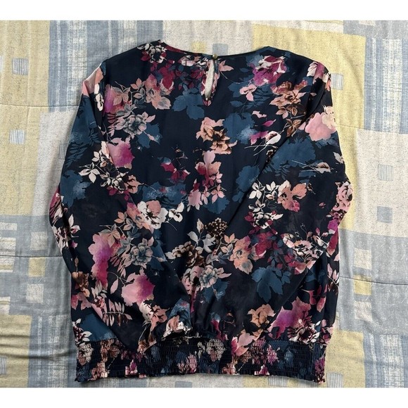 Thalia & Sodi Floral Neck Gold Link Long Sleeve Blouse Women's XL - Picture 3 of 16